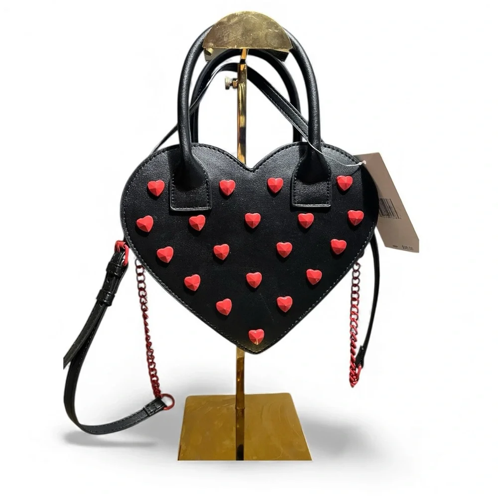 Betsey Heart Studded Handbag Crossbody - Picture 1 of 5